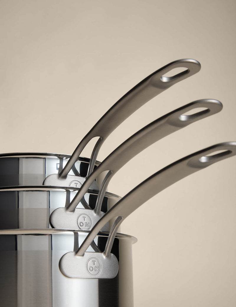 M&S 3-piece stainless steel saucepan set 16cm 18cm 20cm - British product