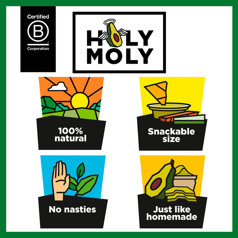 Holy Moly guacamole chip dip 3x76g, imported from the UK