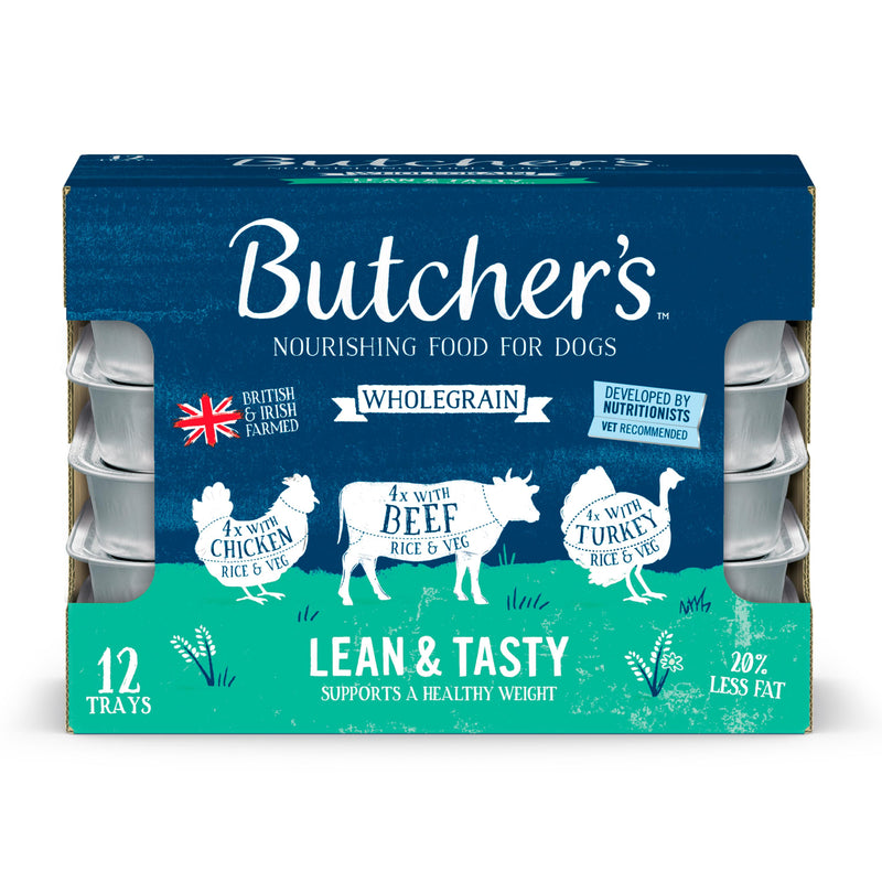Butcher's Lean & Tasty low fat dog food trays 12x150g (British brand)