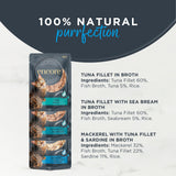 Encore cat food pouches fish selection in broth 5x50g, imported from the UK
