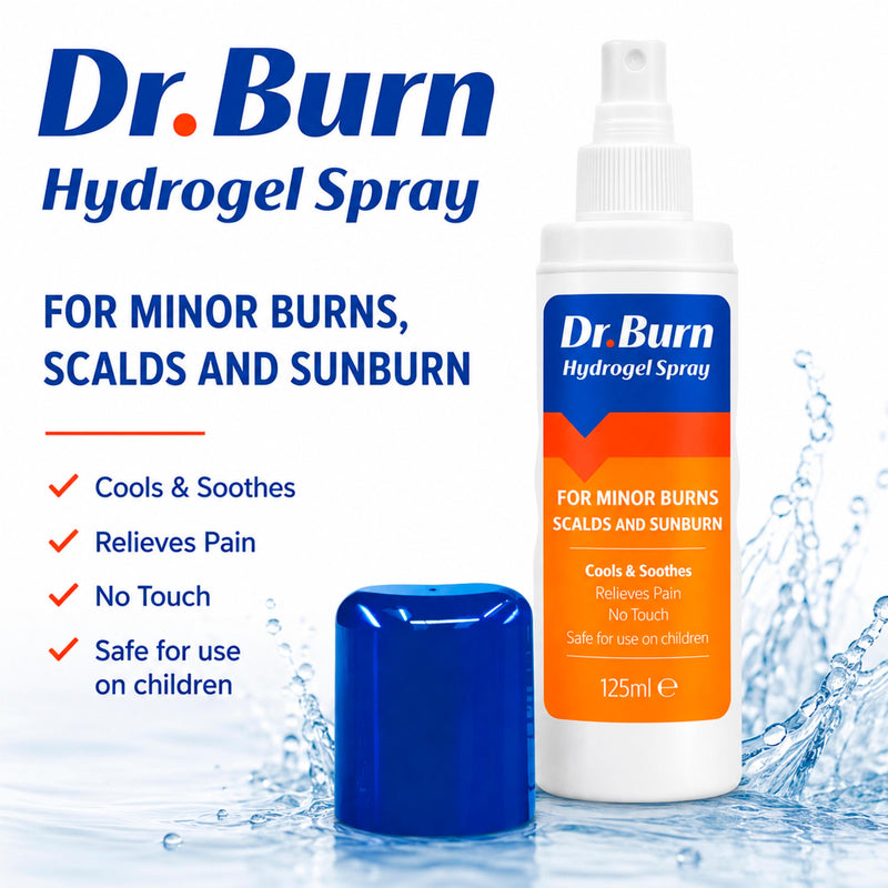 Dr. Burn Hydrogel Burn Spray 125ml, imported from the UK