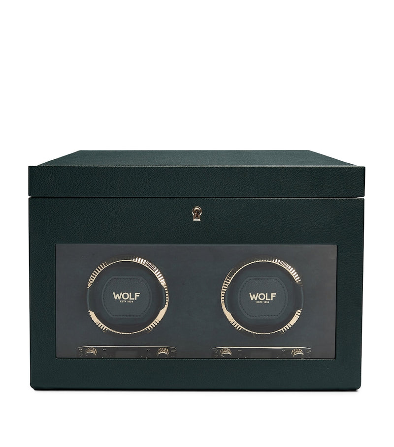 WOLF vegan leather double watch winder British Racing Green, UK version