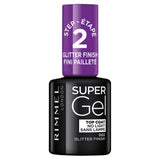 Rimmel London Super Gel Glitter Top Coat Nail Polish 12ml, imported from the UK
