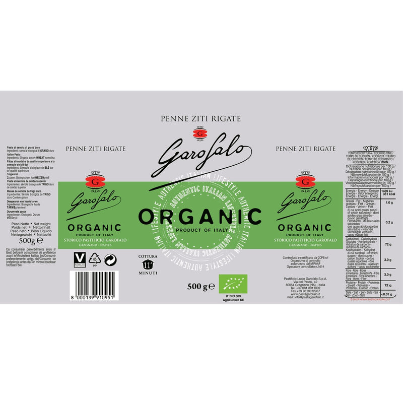 Garofalo Organic Pasta Variety Pack 6 x 500g, UK version