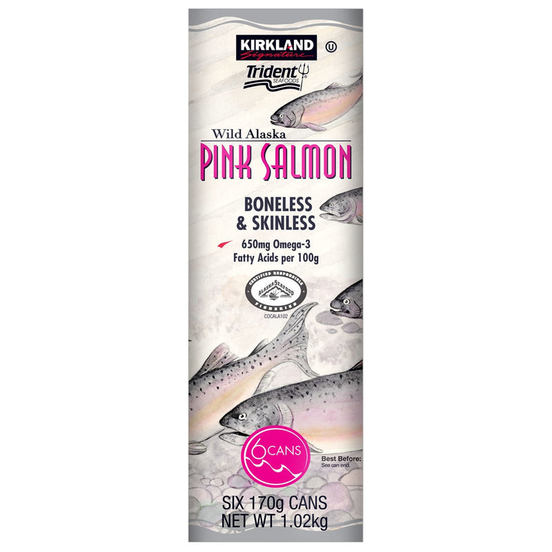 Wild Alaskan Pink Salmon, Boneless & Skinless, 6 x 170g Cans