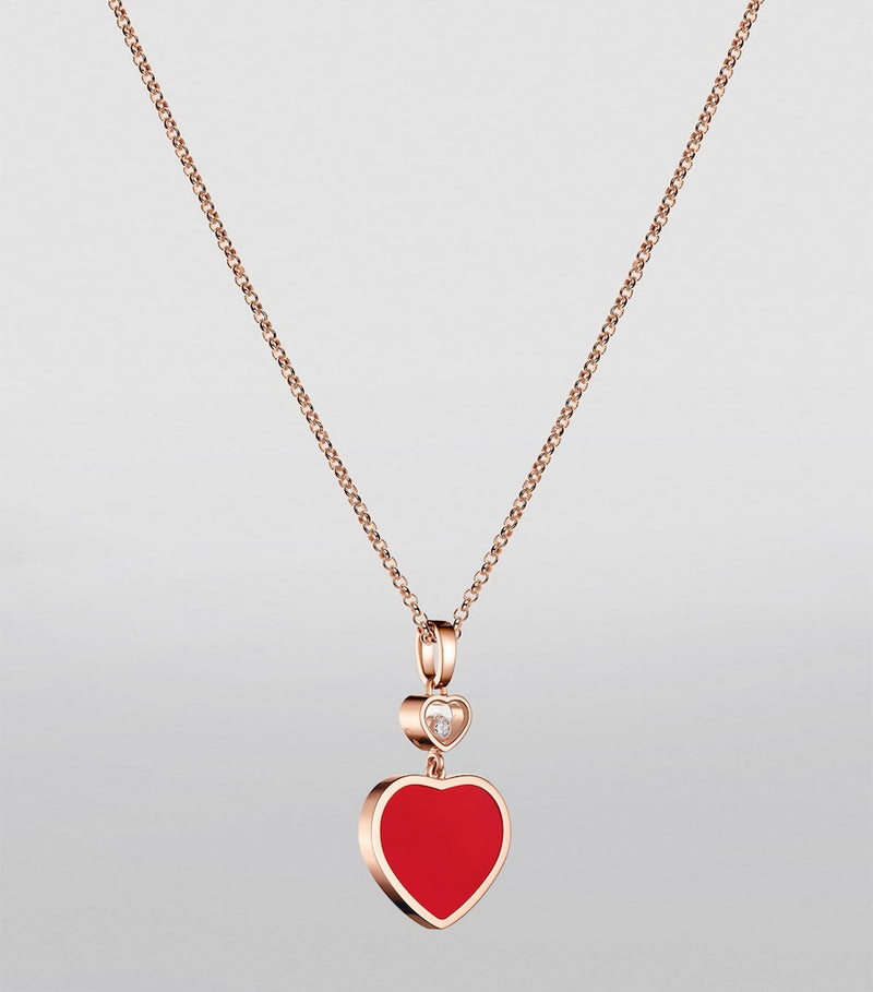 Chopard Happy Hearts pendant rose gold carnelian diamond, UK version