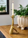 Rockett St George gold leg taper candle holder 22cm, imported from the UK
