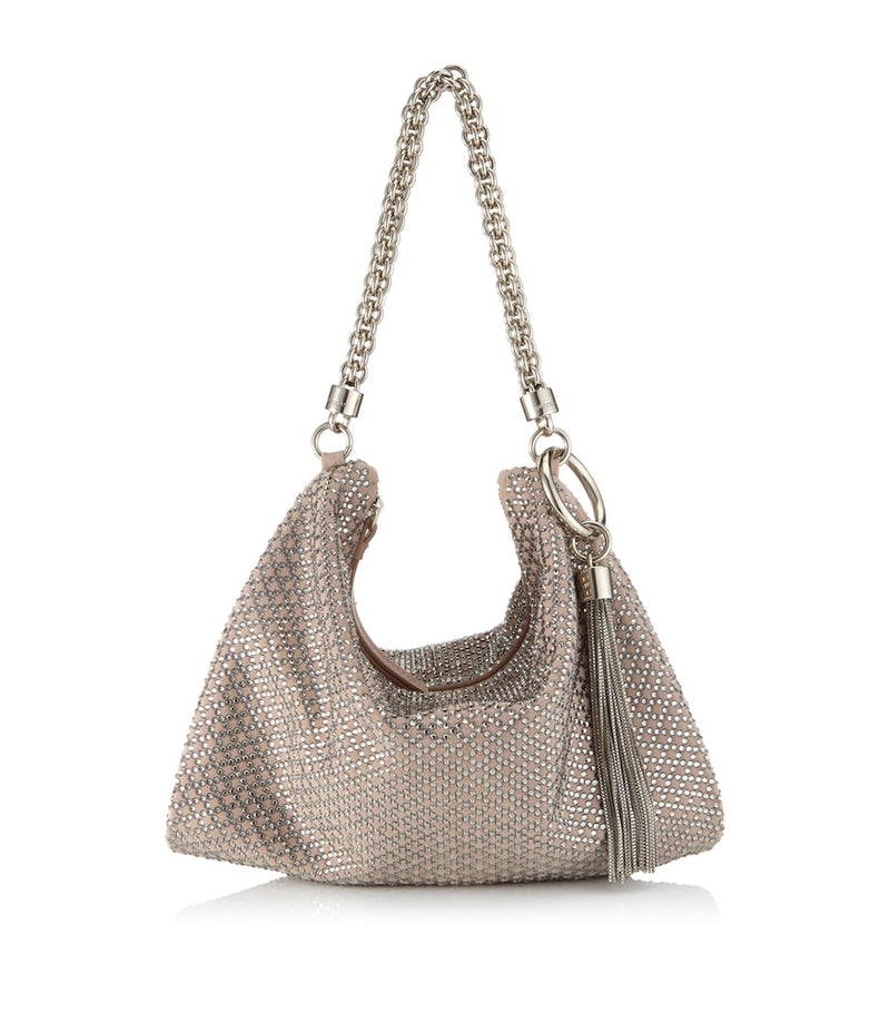 Jimmy Choo Callie clutch bag suede crystal embellishments (British brand)