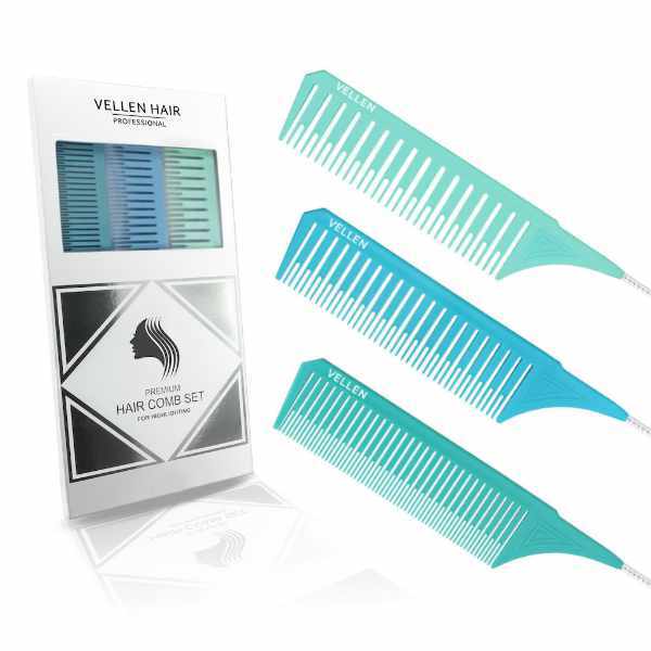 Vellen weave tail comb multi-colour pack of 3 (British brand)