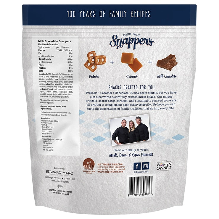 Snappers milk chocolate and caramel pretzels 567g - British product
