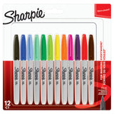Sharpie Permanent Markers Fine Point Assorted Colours 12 Count (British brand)