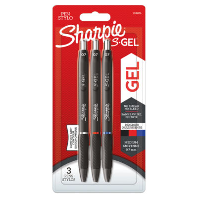 Sharpie S-Gel black blue red gel pens 3-pack 0.7mm (British brand)