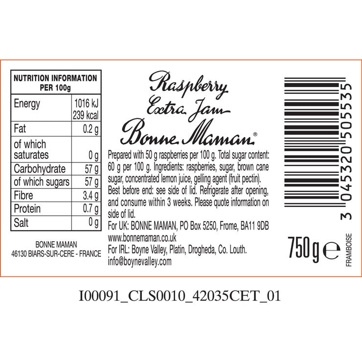 Bonne Maman raspberry conserve 750g - British product