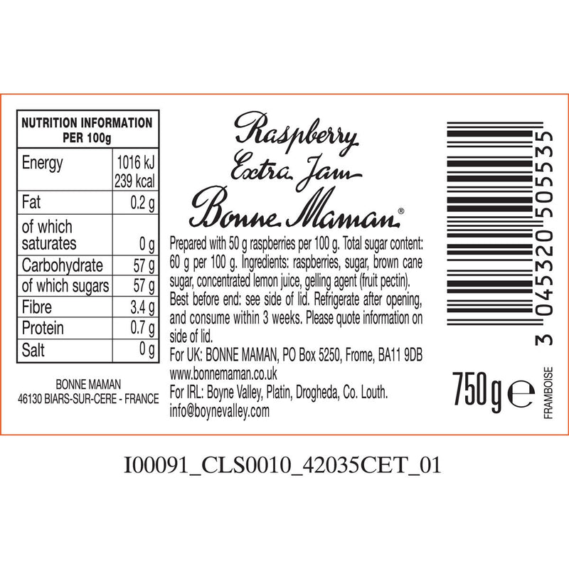 Bonne Maman raspberry conserve 750g - British product