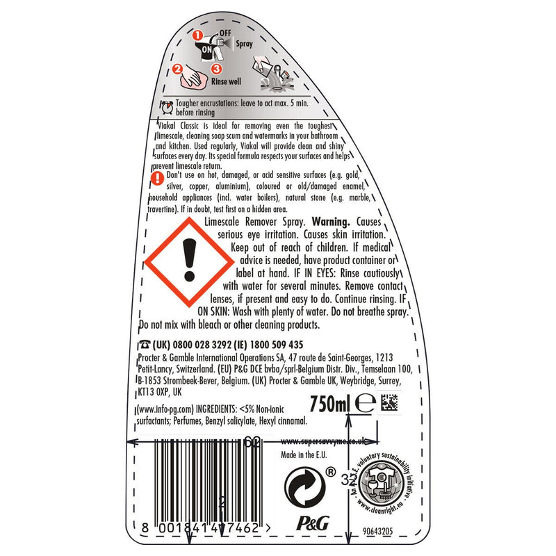 Viakal limescale removal spray 3 x 750ml (British brand)