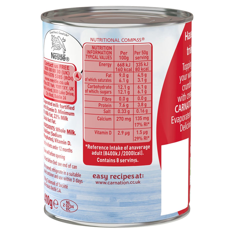Carnation evaporated milk 12 x 410g - British product
