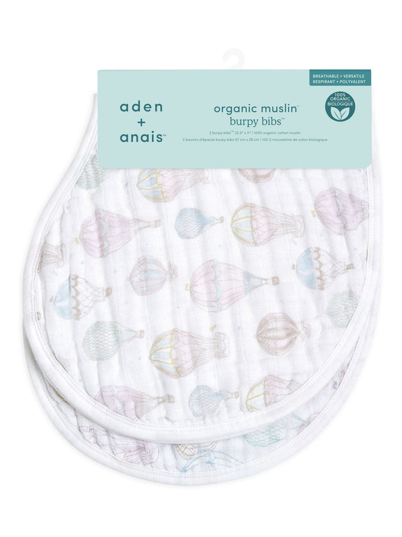aden and anais cotton muslin bibs 2 pack, imported from the UK