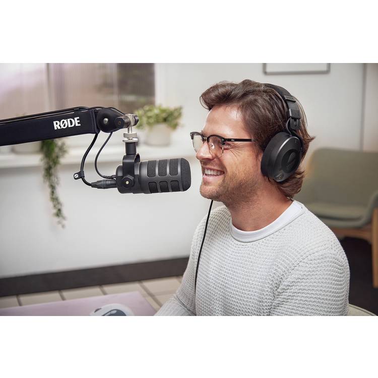 Rode PodMic USB black dynamic broadcast microphone, imported from the UK