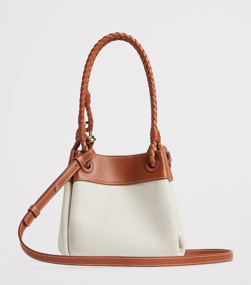 Bottega Veneta small canvas parachute shoulder bag (British brand)