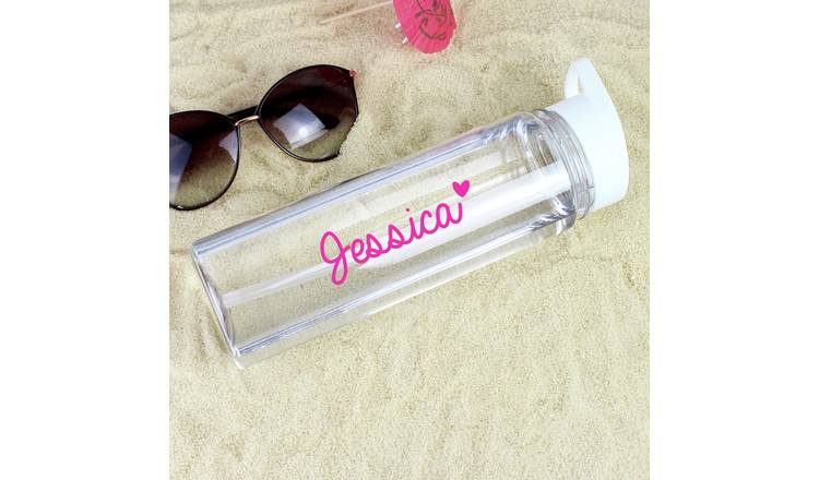 Personalised heart water bottle 750ml with flip top, UK version