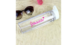 Personalised heart water bottle 750ml with flip top, UK version