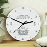 Personalised wooden clock shabby chic home 25x25x4 cm - British product