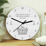 Personalised wooden clock shabby chic home 25x25x4 cm - British product