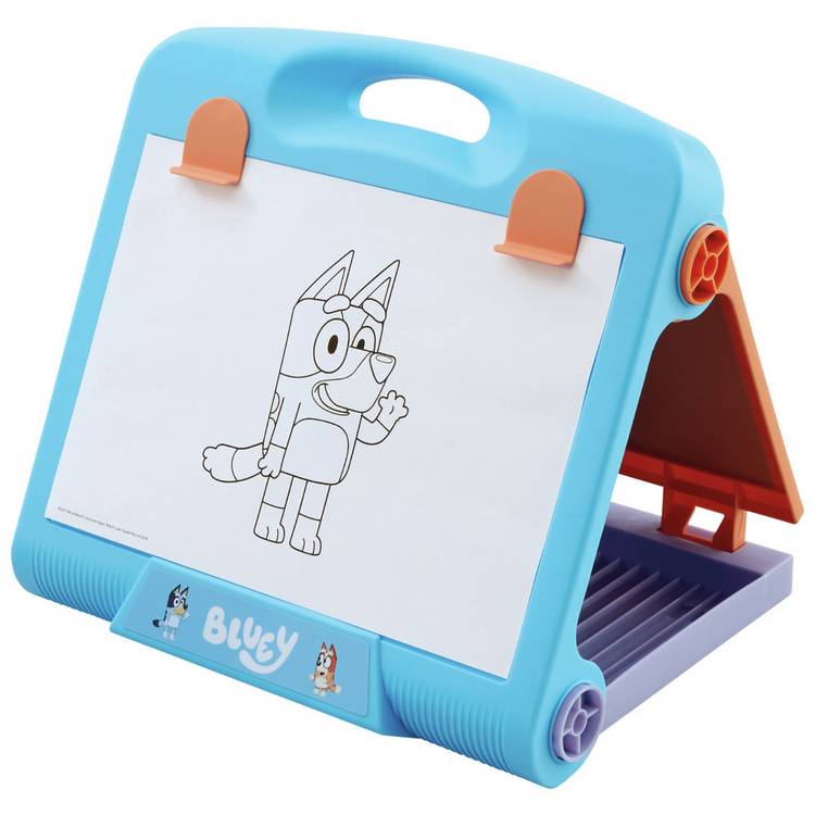 Bluey table top easel with chalkboard and drawing clips - British product