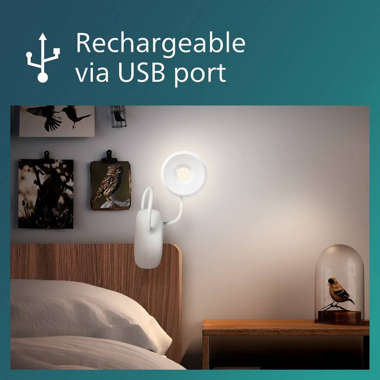 Philips Clip LED touch table desk lamp white (British brand)