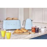 Pastel blue four slice toaster with wide slots, UK made (British brand)