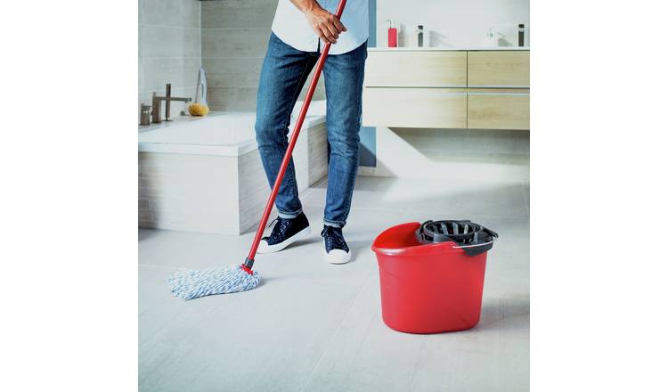 Vileda SuperMocio microfibre cotton mop with torsion wringer bucket (British brand)