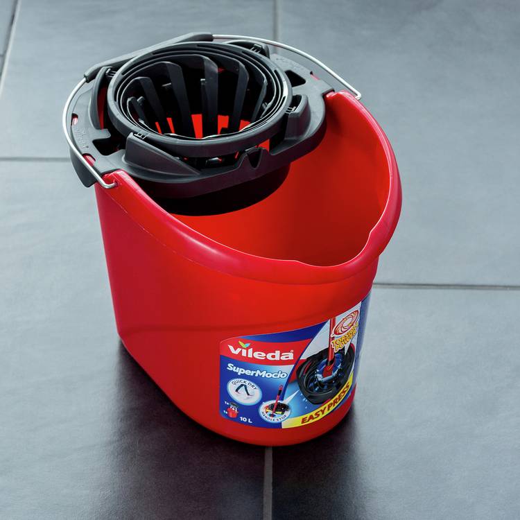 Vileda SuperMocio microfibre cotton mop with torsion wringer bucket (British brand)