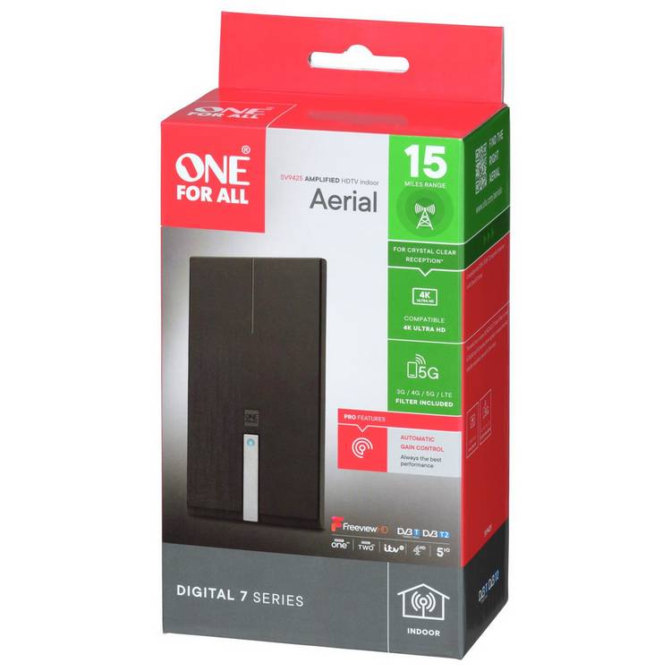 One For All SV9425 flat amplified indoor TV aerial - British product