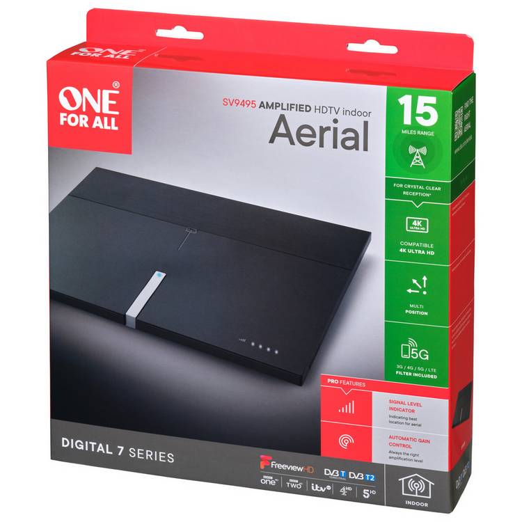 One For All SV9495 flat amplified indoor TV aerial (British brand)