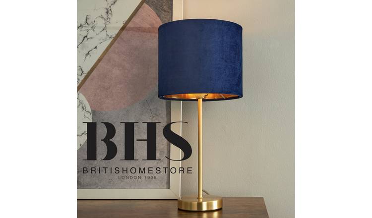 BHS Vera velvet table lamp navy brass, imported from the UK