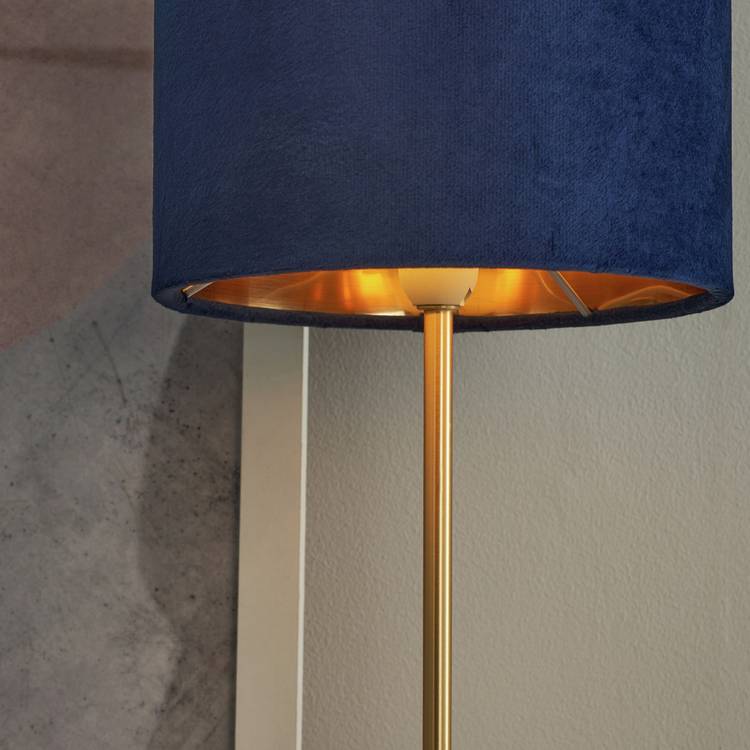 BHS Vera velvet table lamp navy brass, imported from the UK