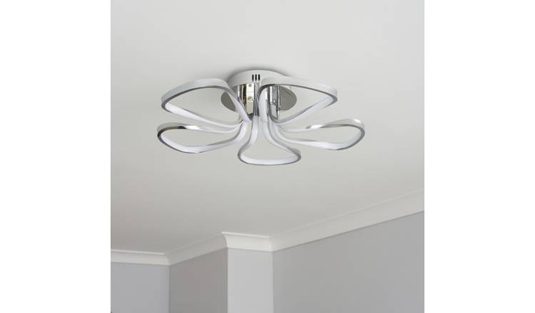 BHS Corolla chrome five petals flush ceiling light 52cm, UK version