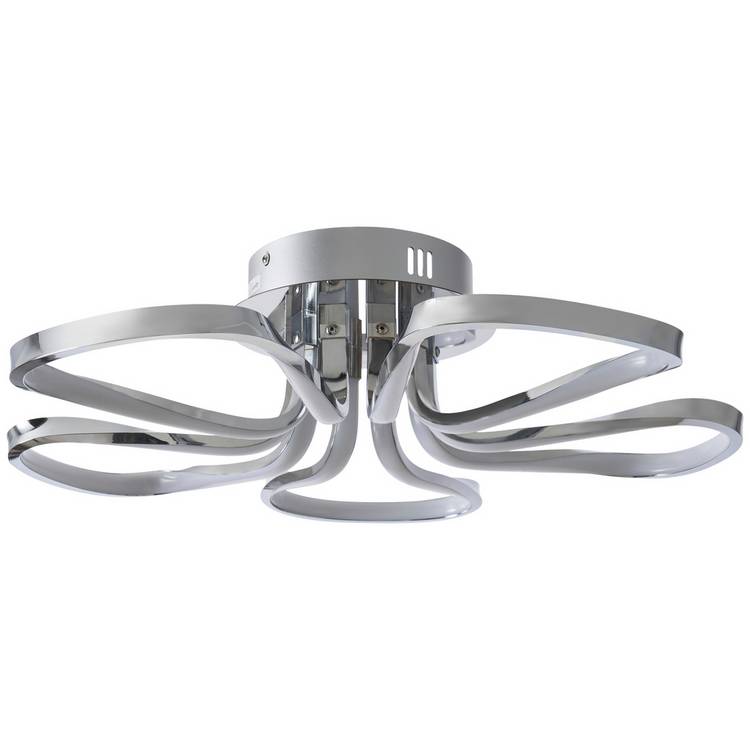 BHS Corolla chrome five petals flush ceiling light 52cm, UK version