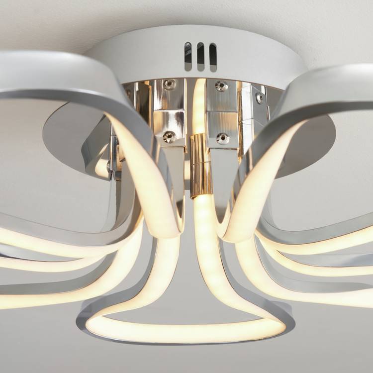 BHS Corolla chrome five petals flush ceiling light 52cm, UK version