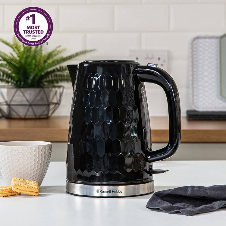 Russell Hobbs honeycomb black plastic kettle 1.7L - British product