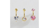 Argos Revere Gold Coloured Crystal Belly Bar Set of 3 Body Jewellery- Buy online at McGrocer
