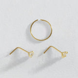 Revere 9ct yellow gold nose hoop and studs set of 3, imported from the UK