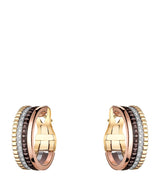 Harrods Boucheron Quatre Classique Mixed Gold and Diamond Hoop Earrings- Buy online at McGrocer