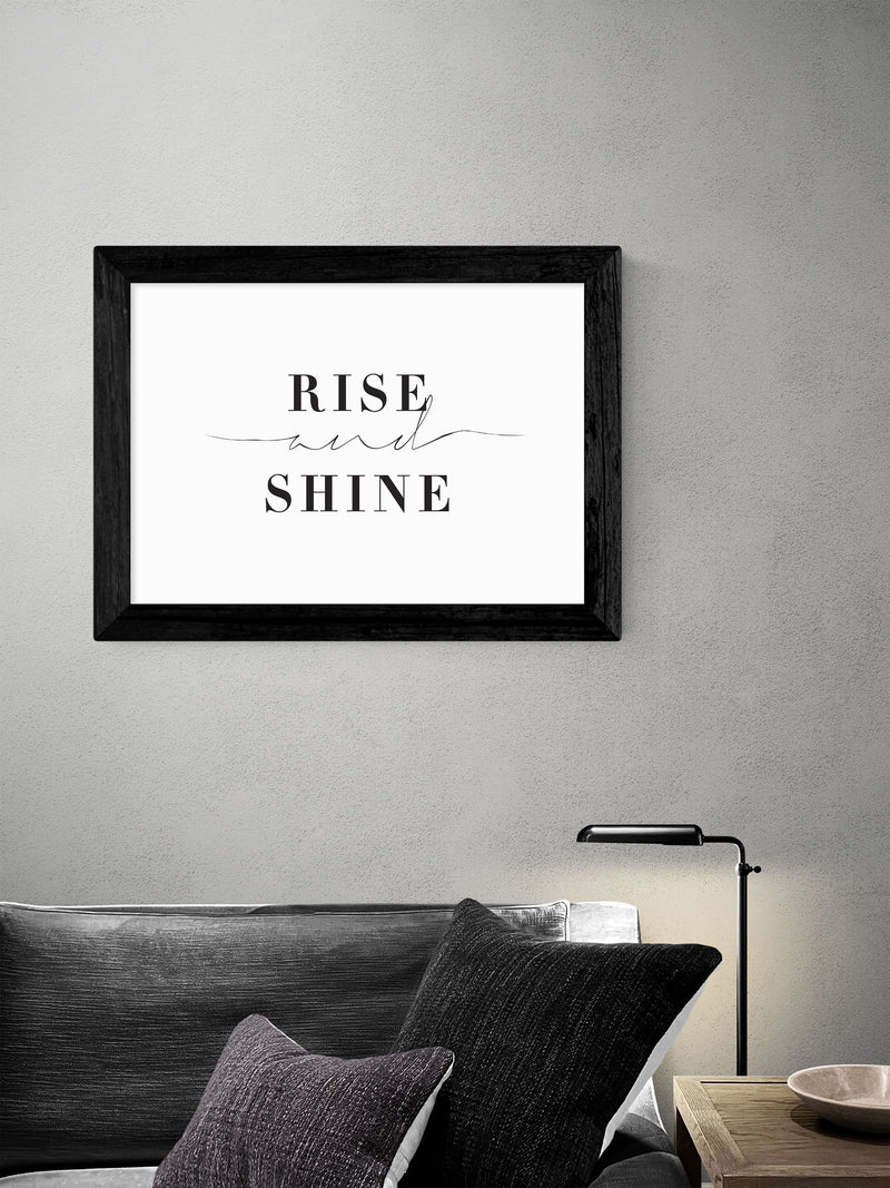 Honeymoon Hotel Rise and Shine black framed print - British product
