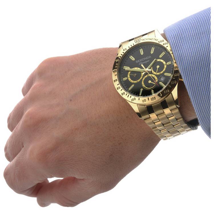 Sekonda Classique men's gold plated bracelet watch, UK version