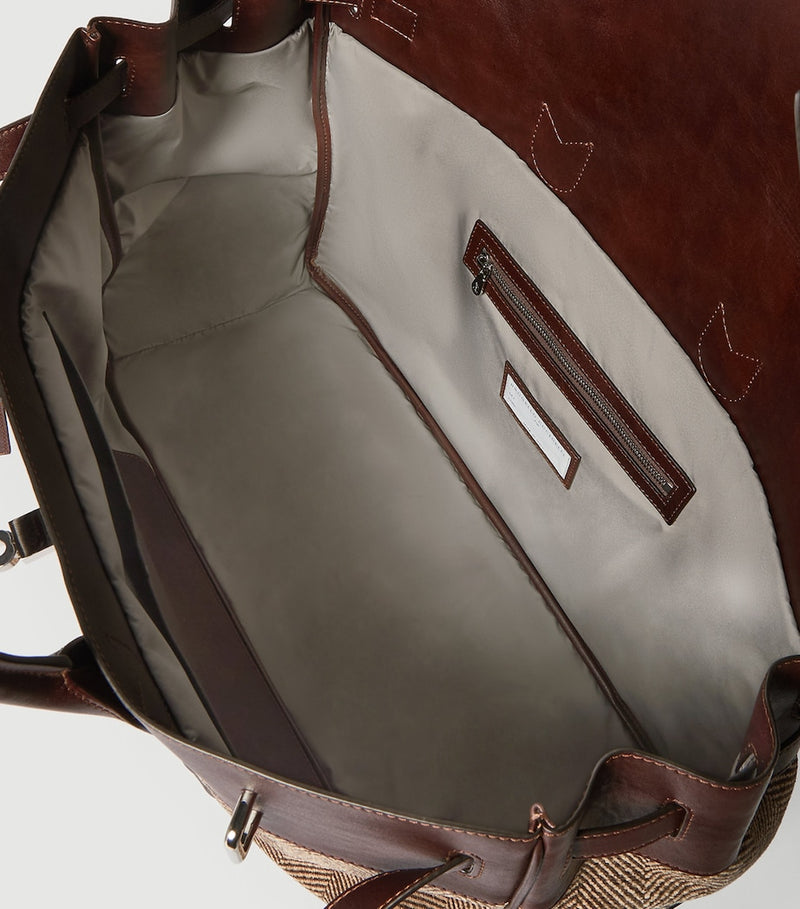 Brunello Cucinelli leather-trim chevron holdall, imported from the UK