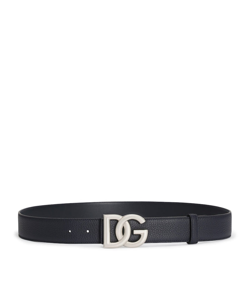 Dolce & Gabbana leather belt 3.5cm silver-tone D&G buckle - British product