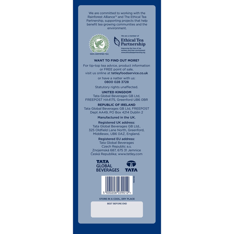 Tetley black tea bags 1100 pack (British brand)