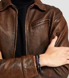 Tateossian braided leather bracelet carbon fibre clasp - British product
