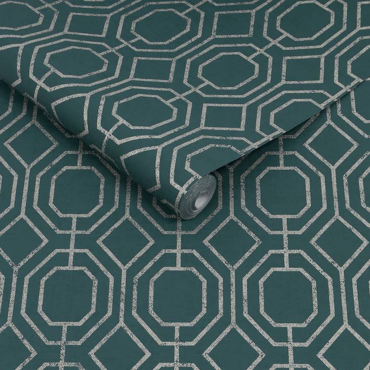 Superfresco Geo Teal gold geometric wallpaper - British product